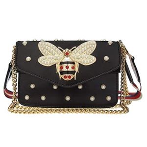 Cute black handbag with Bee and Pearl Detail